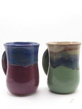Set of 2 Neher Pottery Hand Warmer Coffee Mugs 2017 Excellent Condition
